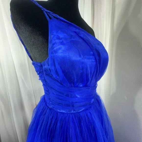 Blue One-Shoulder Prom Dress - Picture 11 of 11